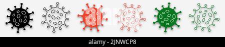 Set icon sign virus or pox with shadow. Pox virus concept. Vector illustration Stock Vector