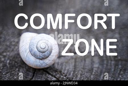 White shell. The concept of getting out of the comfort zone. Motivation inspiration for development Stock Photo