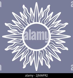 Template for laser cutting. Round frame with rays. Vector Stock Vector