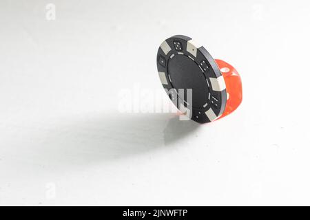 Chips and dices on white background close up Stock Photo
