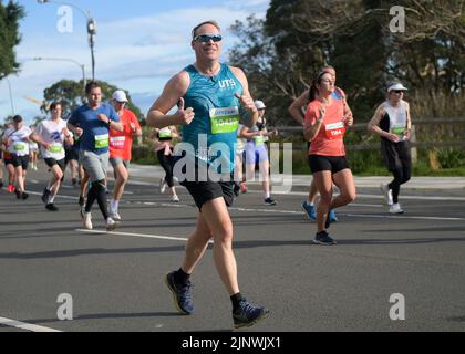 Competitors run up Heartbreak Hill during the 2022 City to Surf on August 14, 2022 in Sydney, Australia. Stock Photo