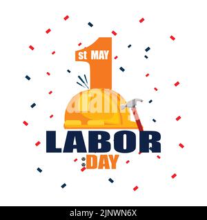 vector illustration of labor day logo, hard worker, strong man, world changer, spirit of work design suitable for company, background, flayer, sticker Stock Vector