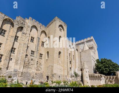 The Palais des Papes - Palace of the Popes, seen from the gardens. Avignon, Vaucluse, France.  The Historic Centre of Avignon is a UNESCO World Herita Stock Photo