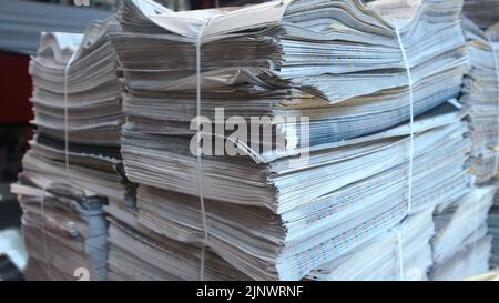 Stacks of newspapers Stock Photo