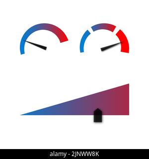 Set of arrow indicator cold and hot states, vector illustration. Stock Vector