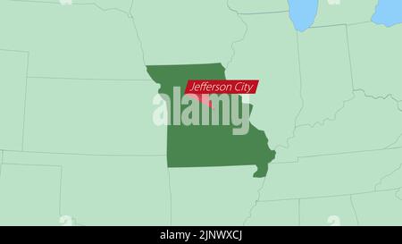Travel to Missouri concept, map with pin on map of Missouri. Vacation ...