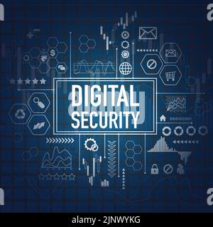 Digital security symbols chart Stock Vector