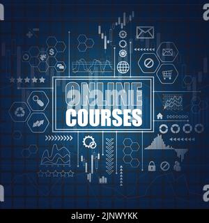 Online courses symbols chart background Stock Vector