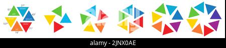 Triangles pointing inward arranged in circular shape - can be used as infographics element with four to eight parts Stock Vector