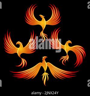Fire fenix logo elements Stock Vector