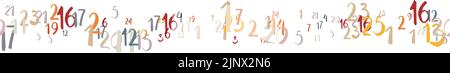 Color Numbers vector symbols. Seamless pattern of hand drawn brush calligraphy font randomly scattered. Mathematical background for kids. Back to scho Stock Vector