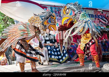 Traditional Barong dance in a village, East Java province, Indonesia Stock Photo