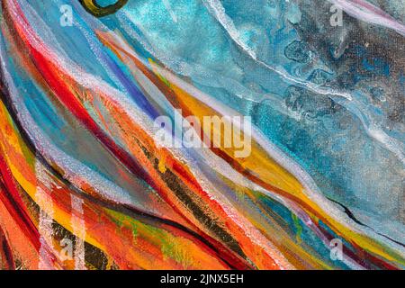 Creative painting artwork with a colorful surface for classic interior. Stock Photo