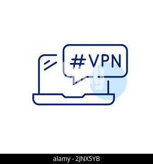 VPN notification on a laptop. Pixel perfect, editable stroke line art icon Stock Vector