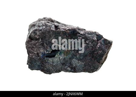 Closeup beautiful coal with metallic color on white background Stock Photo