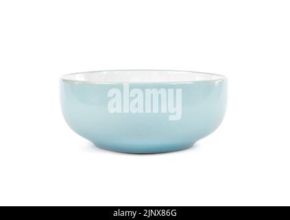 Blue ceramic bowl isolated on white background with clipping path Stock Photo