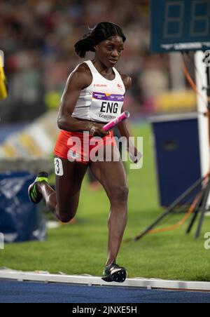 Ama Pipi of England competing in the women’s 4x400m final at the Commonwealth Games at Alexander Stadium, Birmingham, England, on 7th August, 2022. Stock Photo