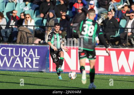 14 August 2022, Sydney United Sports Centre, Sydney Australia: Australia Cup Sydney United 58 FC versus Western United: Ben Garuccio of Western United passing the ball Stock Photo