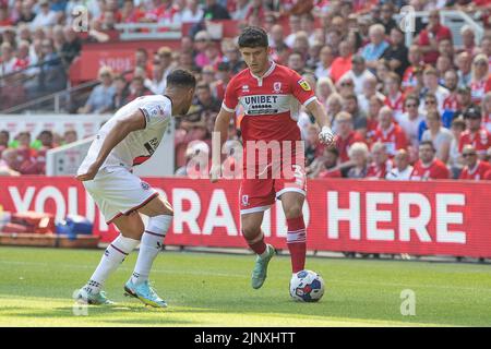 Ryan Giles #3 of Middlesbrough on the ball during the first half  in Middlesbrough, United Kingdom on 8/14/2022. (Photo by James Heaton/News Images/Sipa USA) Stock Photo