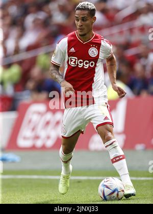 AMSTERDAM - Antony Matheus Dos Santos of Ajax during the Dutch Eredivisie match between Ajax Amsterdam and FC Groningen at the Johan Cruijff ArenA on August 14, 2022 in Amsterdam, Netherlands. ANP MAURICE VAN STEEN Stock Photo