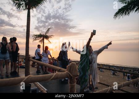 Newquay, Cornwall, UK. 13th August, 2022. General atmosphere at Boardmasters Festival 2022. Credit: Sam Hardwick/Alamy. Stock Photo