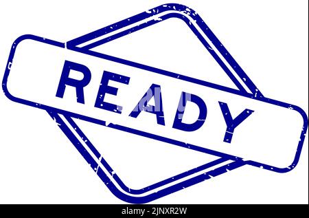 Grunge blue ready word rubbber seal stamp on white background Stock Vector