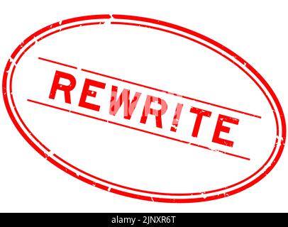 Grunge red rework word oval rubber seal stamp on white background Stock ...