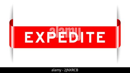 Red color inserted label banner with word expedite on white background Stock Vector