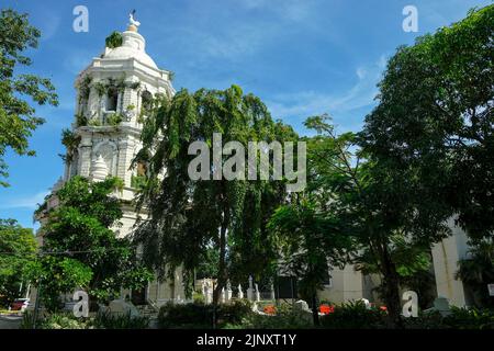 Bell tower of the Metropolitan Cathedral of Saint Paul in Vigan, Luzon Island, Philippines. Stock Photo