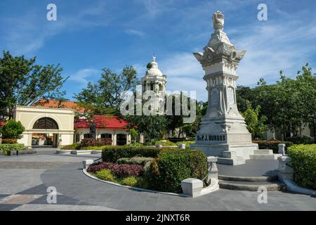 Vigan, Philippines - August 2022: Detail of Burgos square in Vigan on August 6, 2022 in Vigan, Luzon, Philippines. Stock Photo