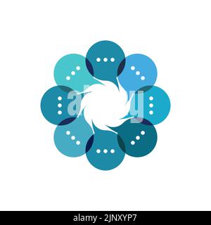 Business meeting, opinion bubbles logo, community blue icon. Networking, brainstorming symbol Stock Vector