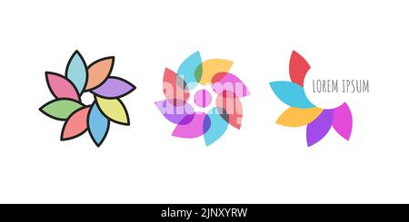 Set of geometric abstract flowers, logo for business Stock Vector