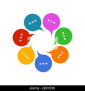 Business meeting, opinion bubbles logo, community icon. Networking, brainstorming symbol Stock Vector
