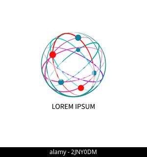 Networking logo, round abstract business icon. Communications logotype Stock Vector
