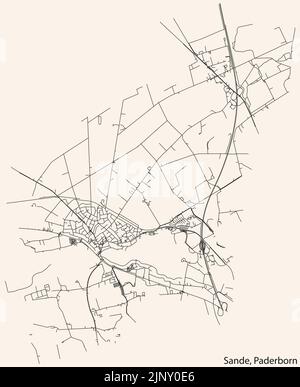 Sande Branch Street roads map of the SANDE DISTRICT, PADERBORN Stock Vector Image ...