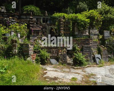 Italianate model village (Little Italy) in the garden of a house in Corris, mid-Wales Stock Photo