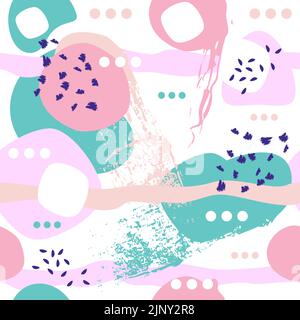 Abstract seamless pattern. Hand drawn various shapes and doodle objects, texture dot shapes. Modern abstract design for paper, cover, fabric, interior Stock Vector