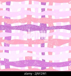Checkered pink vector seamless pattern. Modern cell collage seamless pattern. Colorful stripes and lattice for fabric design. Stock Vector