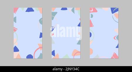 Abstract geometric HD background, vector circle, triangle and square lines color art design. Colorful stories background Stock Vector