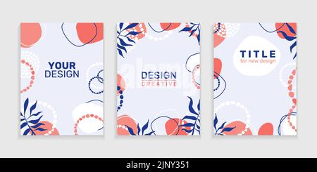Modern abstract covers set, minimal covers design. Colorful geometric background with floral and geometric elements, vector illustration. Stock Vector