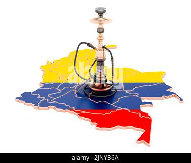 Hookan on Colombian map, 3D rendering isolated on white background Stock Photo