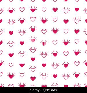 Heart seamless pattern. Cute pattern with pink hearts. Babies fashion. Vector horizontal illustration. Icon heart Stock Vector