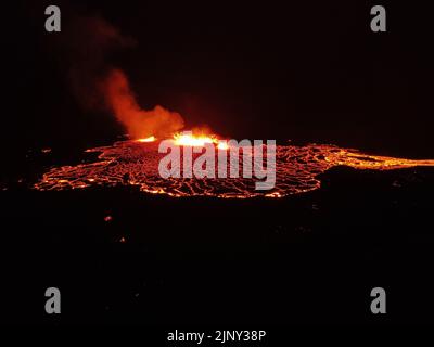 Drone Shot of Fagradalsfjall Volcano Stock Photo