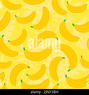 Exotic colorful tropical fruits  Bananas, banana Abstract elements Seamless background pattern Unique hand drawn stylish design Stock Vector