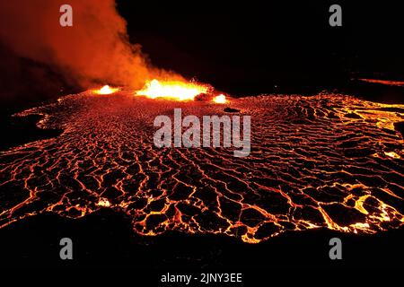 Drone Shot of Fagradalsfjall Volcano Stock Photo