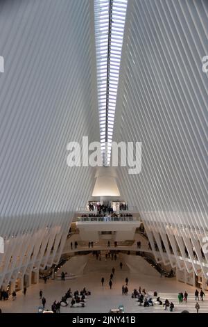 Stunning Oculus Building: A Modern Architectural Marvel and Transportation Hub in the Heart of New York City Stock Photo
