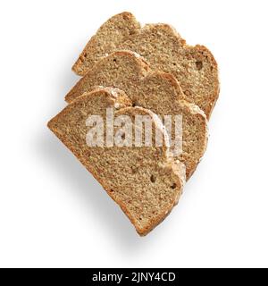 Slices of Irish stoneground wheaten or soda bread  cut out on white from above Stock Photo