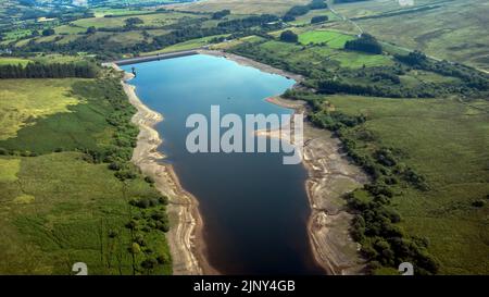 The Cray Reservoir in the Brecon Beacons National Park during the heatwave and drought of August 2022 Stock Photo
