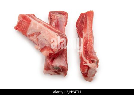 Raw pork ribs isolated on white, clipping path Stock Photo