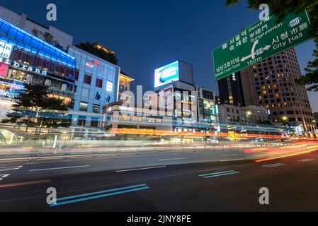 Seoul, South Korea - November 04, 2019: View of traffic at Myeongdong street in Seoul South Korea Stock Photo